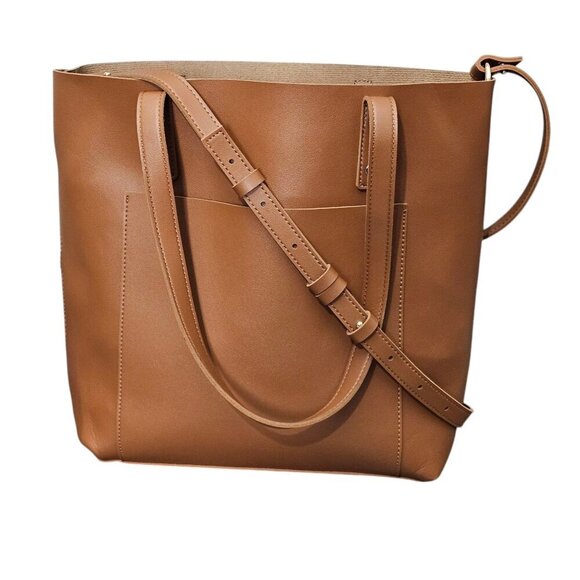 Henny + Lev DANIELLE New Vegan Leather Everyday 2-in-1 Tan Tote Shoulder Bag - Picture 2 of 12